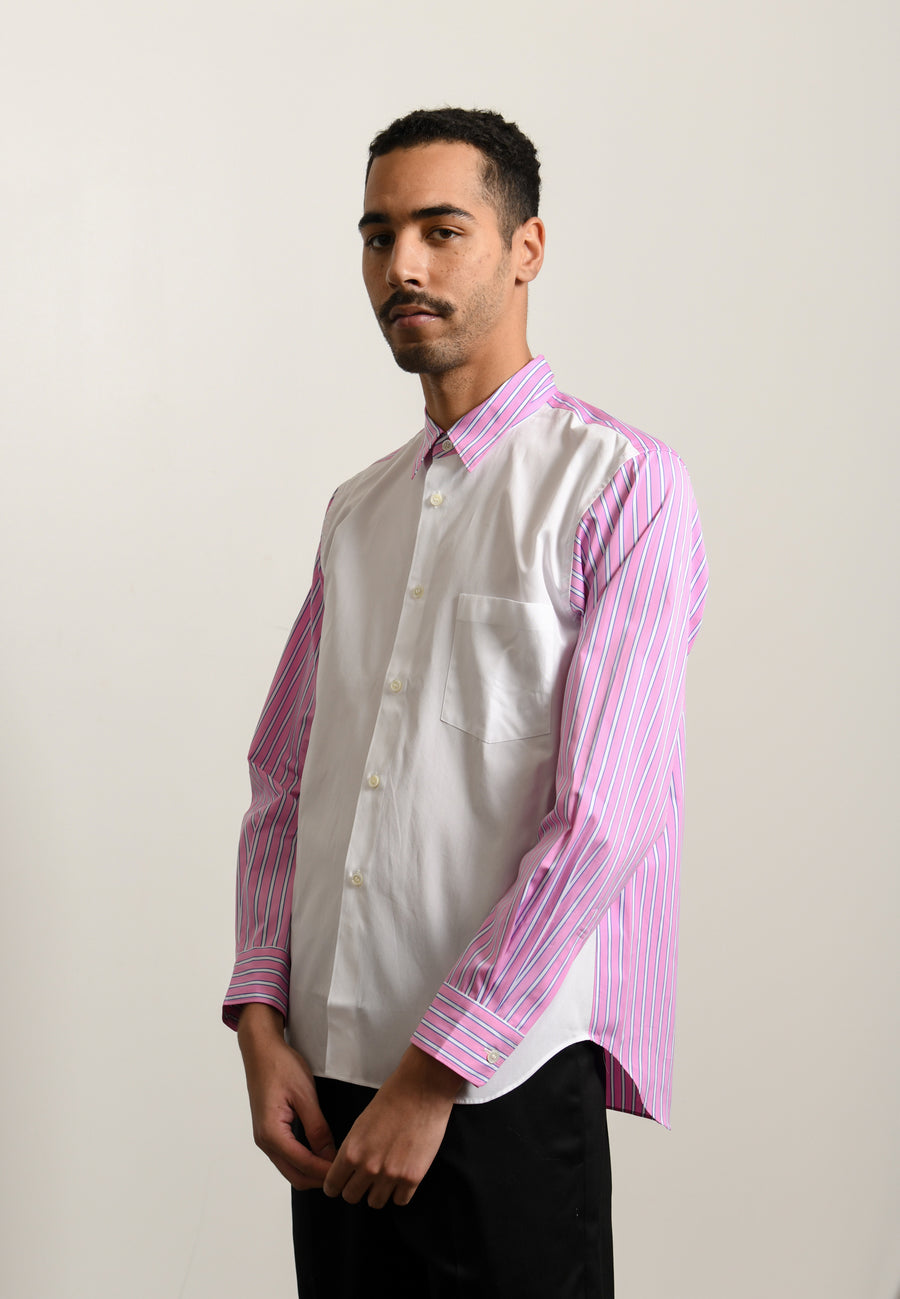 Cotton Broad Stripe Shirt White/Pink B003