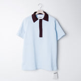 Knit Short Sleeve Polo Sweater Pastel Blue JSMU752014