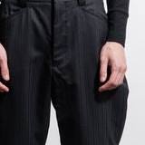 Wool Dobby Shadow Stripe Trouser Black