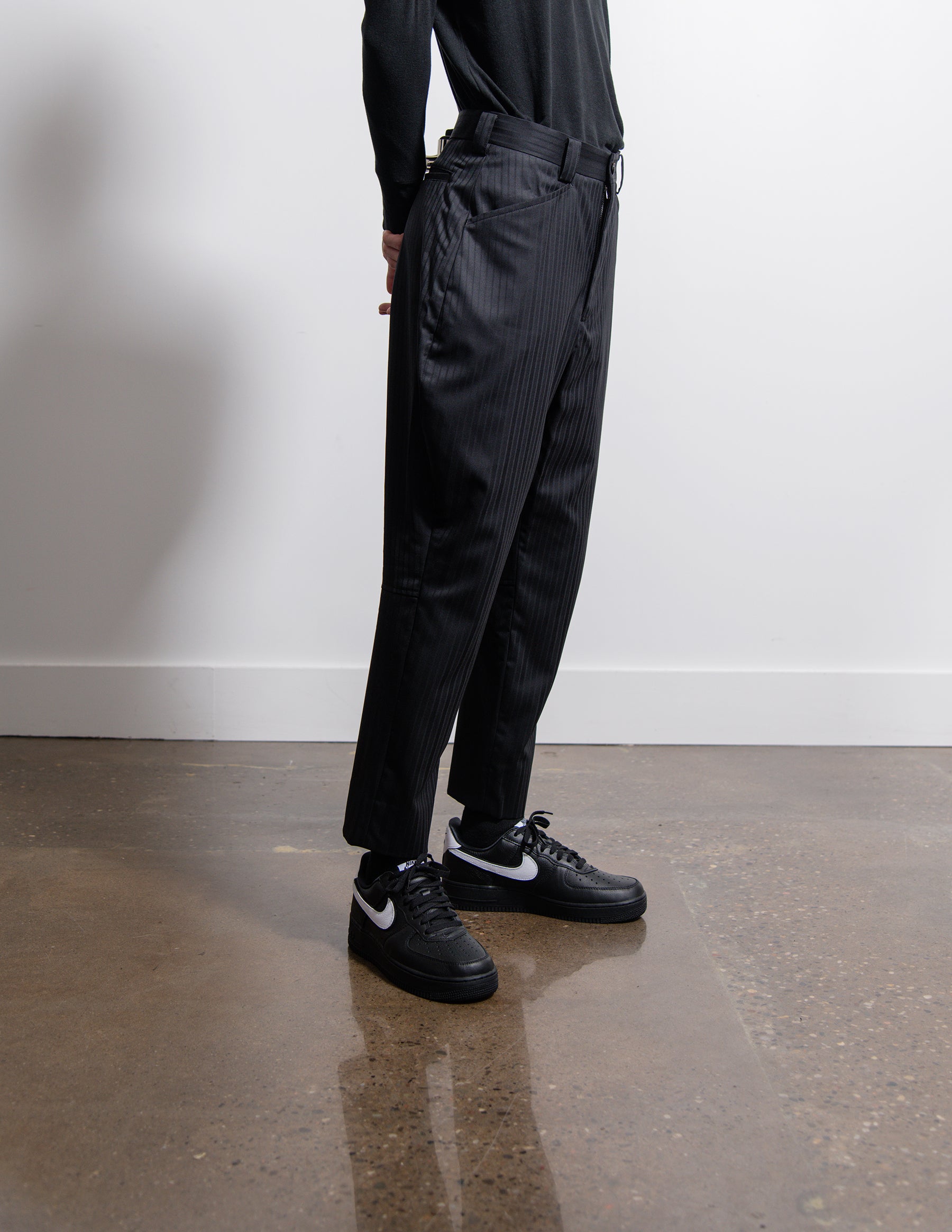 Wool Dobby Shadow Stripe Trouser Black – NOMAD