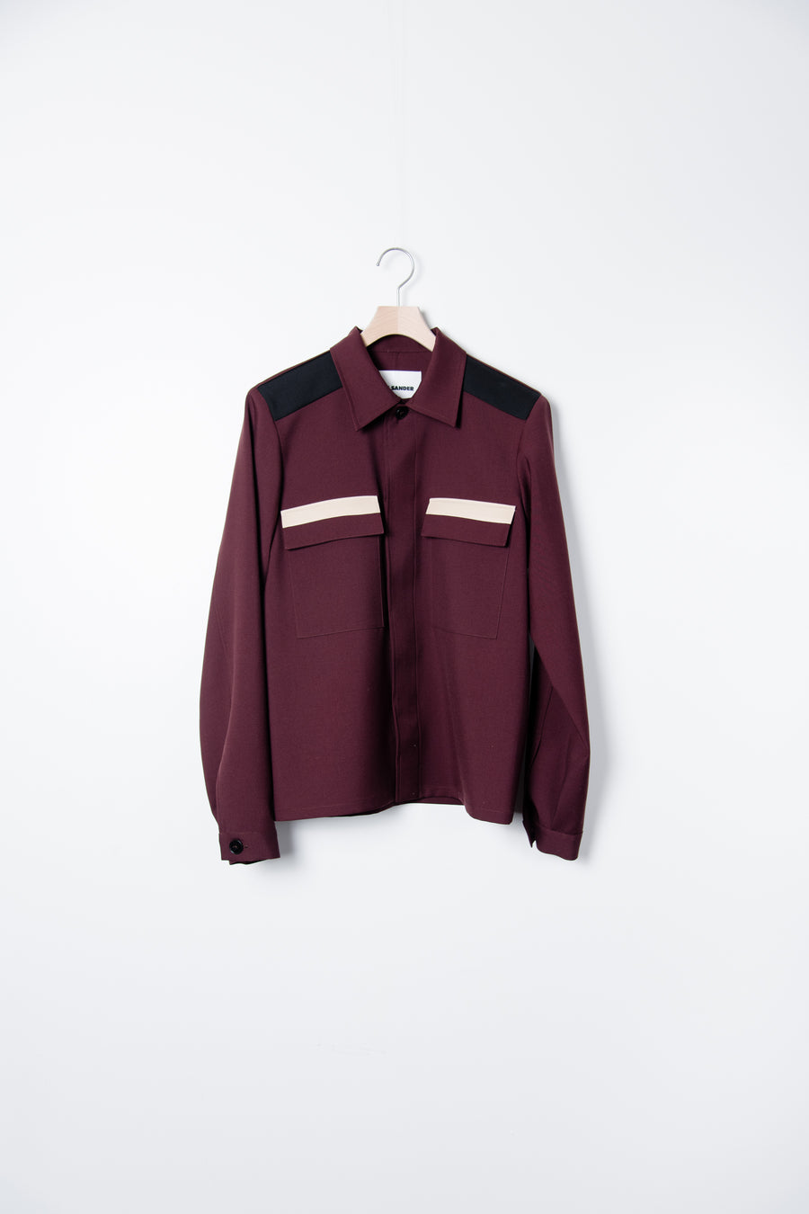 Fine Wool Gabardine Shirt Bordeaux JSMT601826
