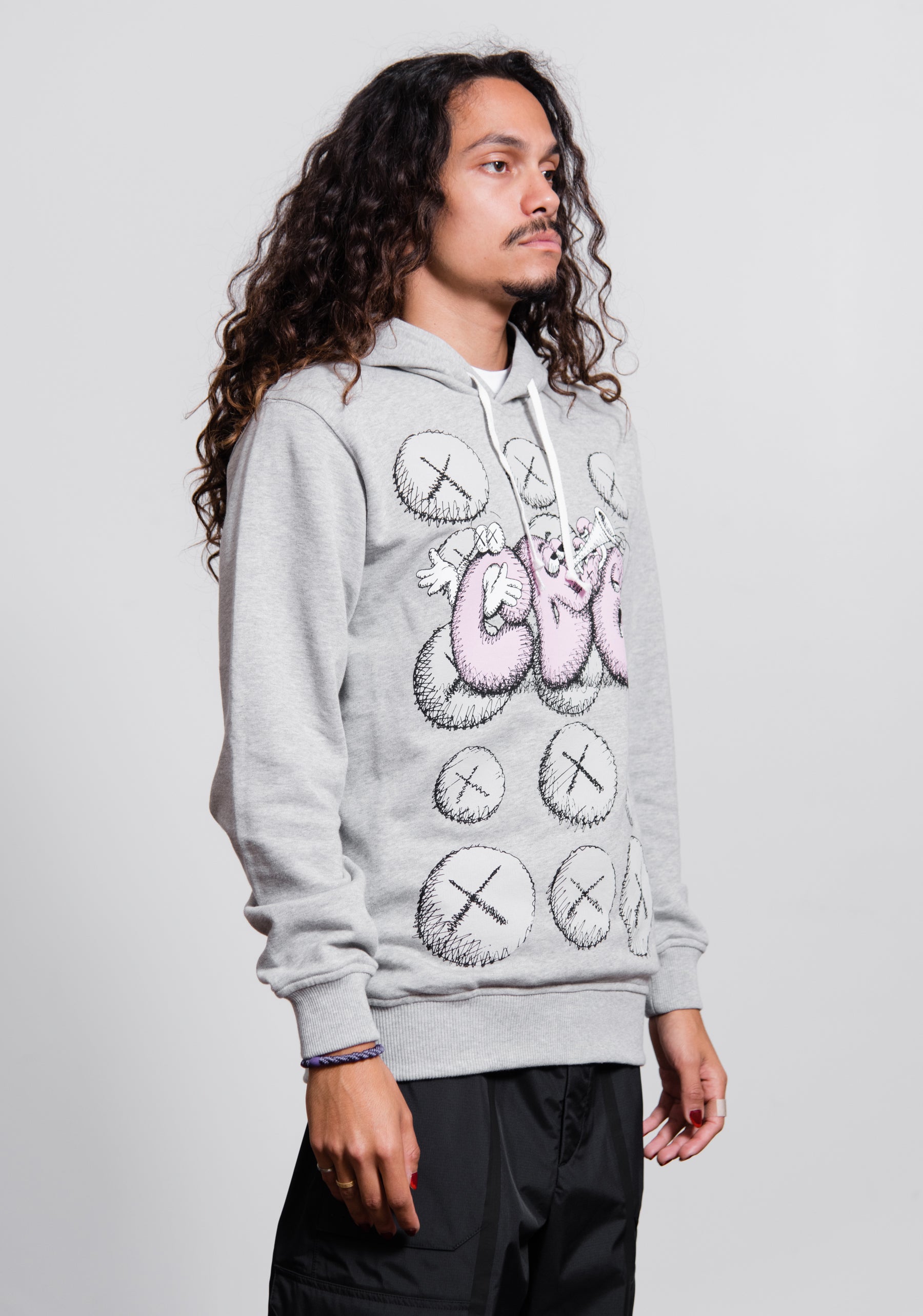 Grey kaws hoodie hotsell