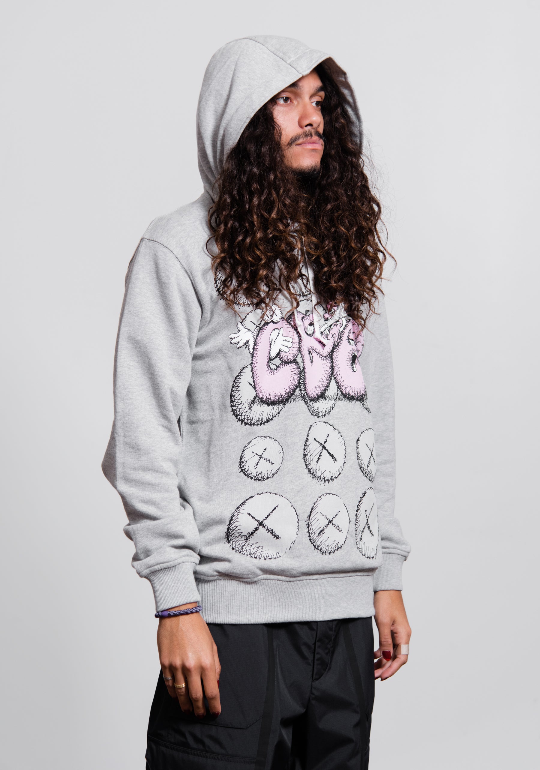 Kaws CDG Logo Hoodie Grey T001 – NOMAD - Main Image