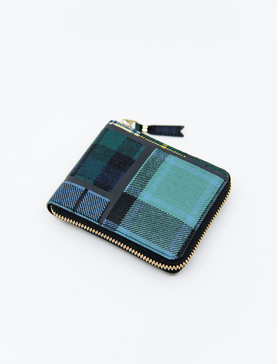 3-Sided Zip Tartan Wallet Green