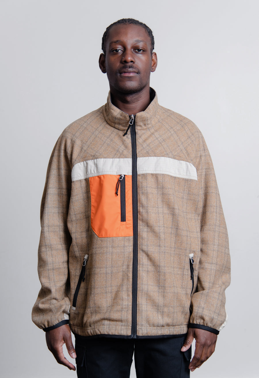 Wool Check Rip-Stop Jacket Beige/Brown/Orange J039