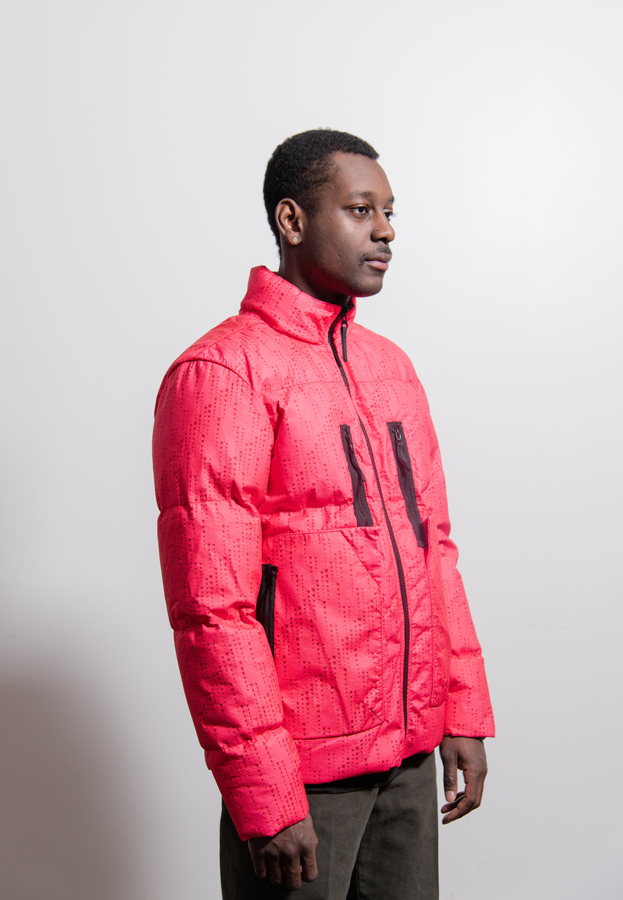 Lasered Poly-Hide 2L Down Jacket Red