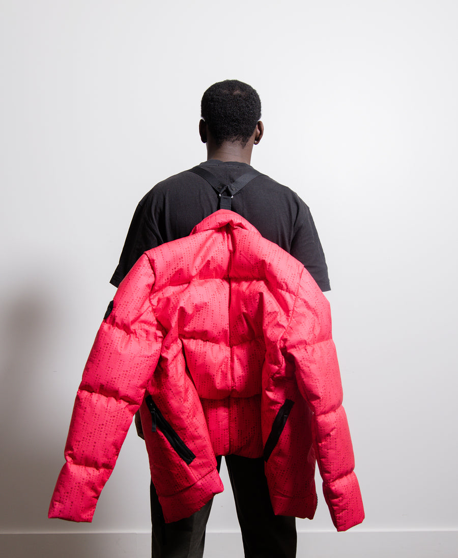 Lasered Poly-Hide 2L Down Jacket Red