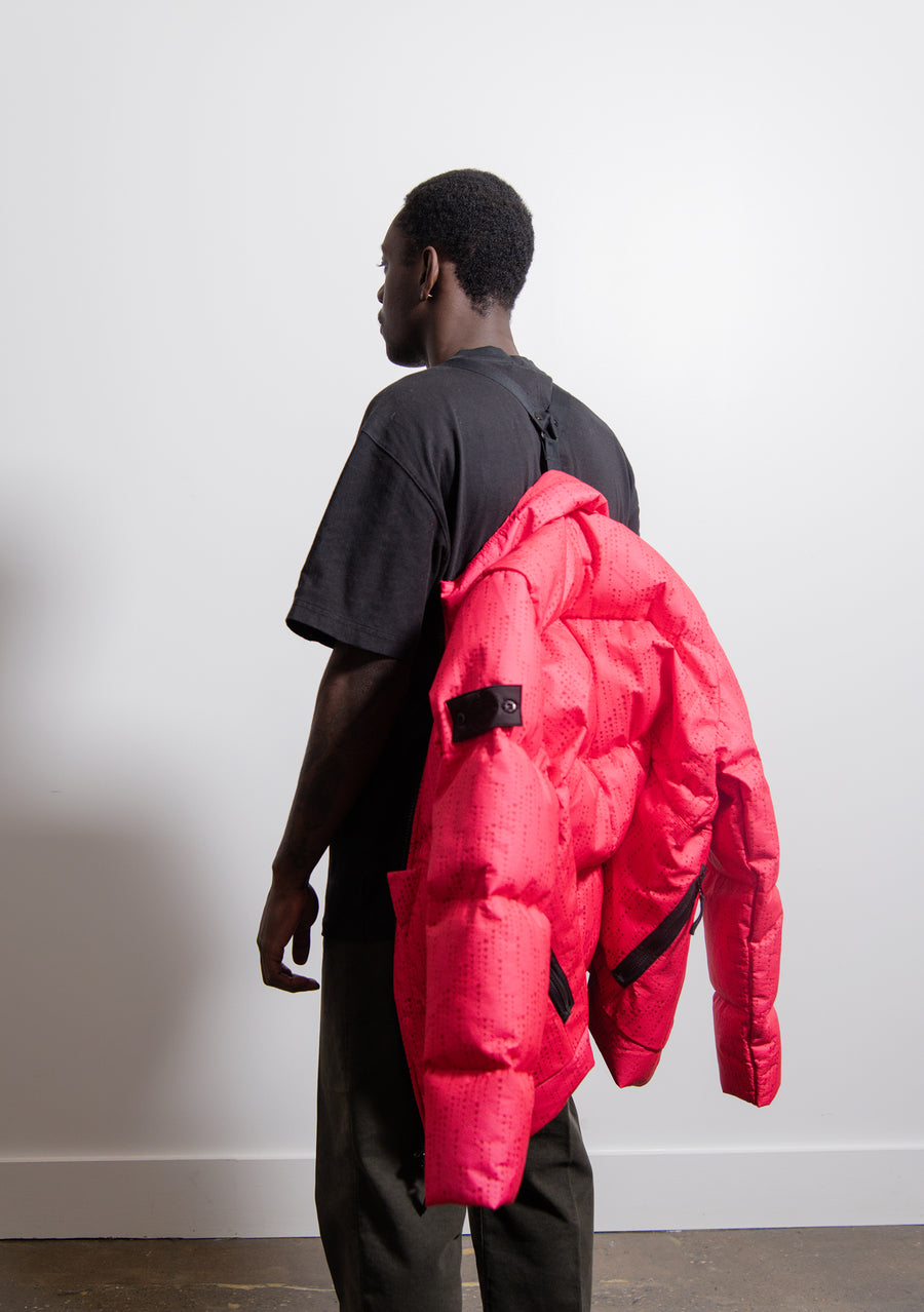 Lasered Poly-Hide 2L Down Jacket Red
