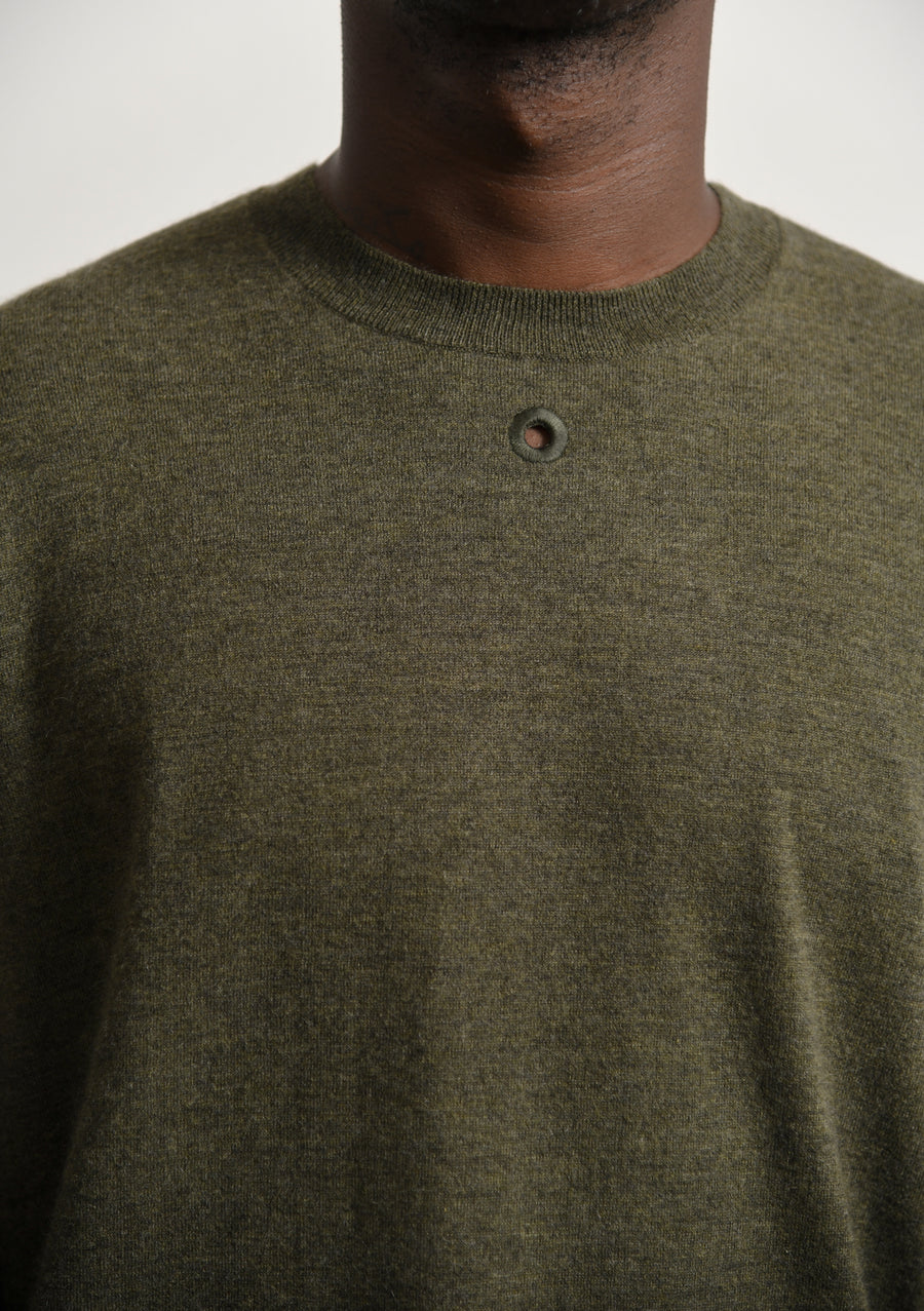Contrast Cashmere Sweater Olive
