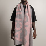 Double-Faced Wool Scarf Pink/Grey SCAR000114