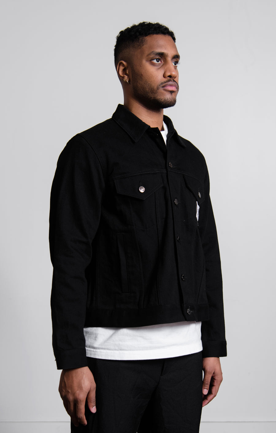 Detachable Collar Denim Jacket Black FU6-BL-01