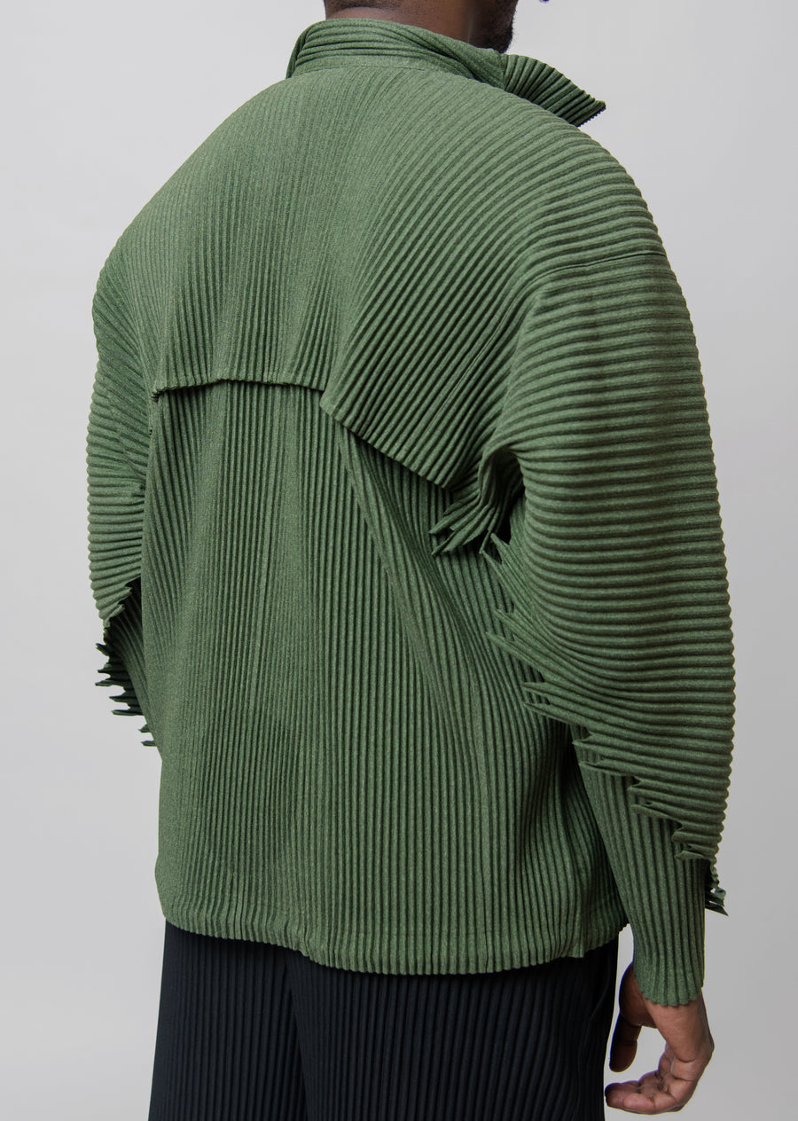 Serrate Pleated Zip Jacket Green JC180-62