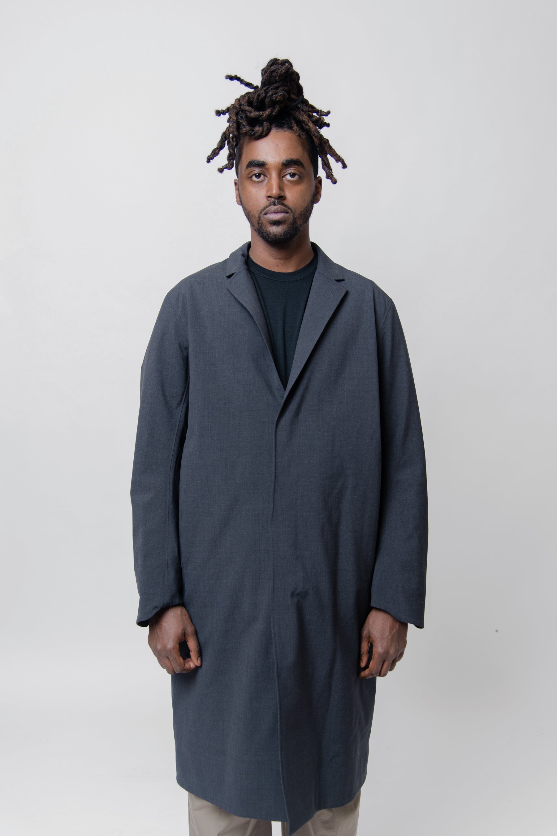 Lenan Insulated Tech Wool Topcoat Black Heather