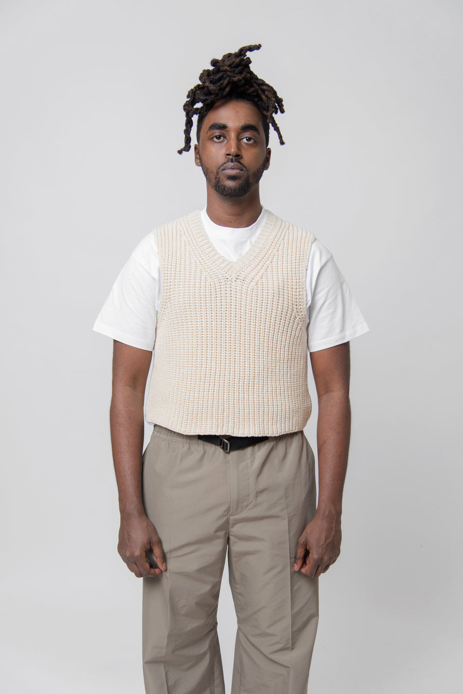 Chunky Cotton Intact Vest Raw White