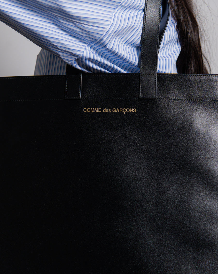 Classic Leather Tote Bag Black