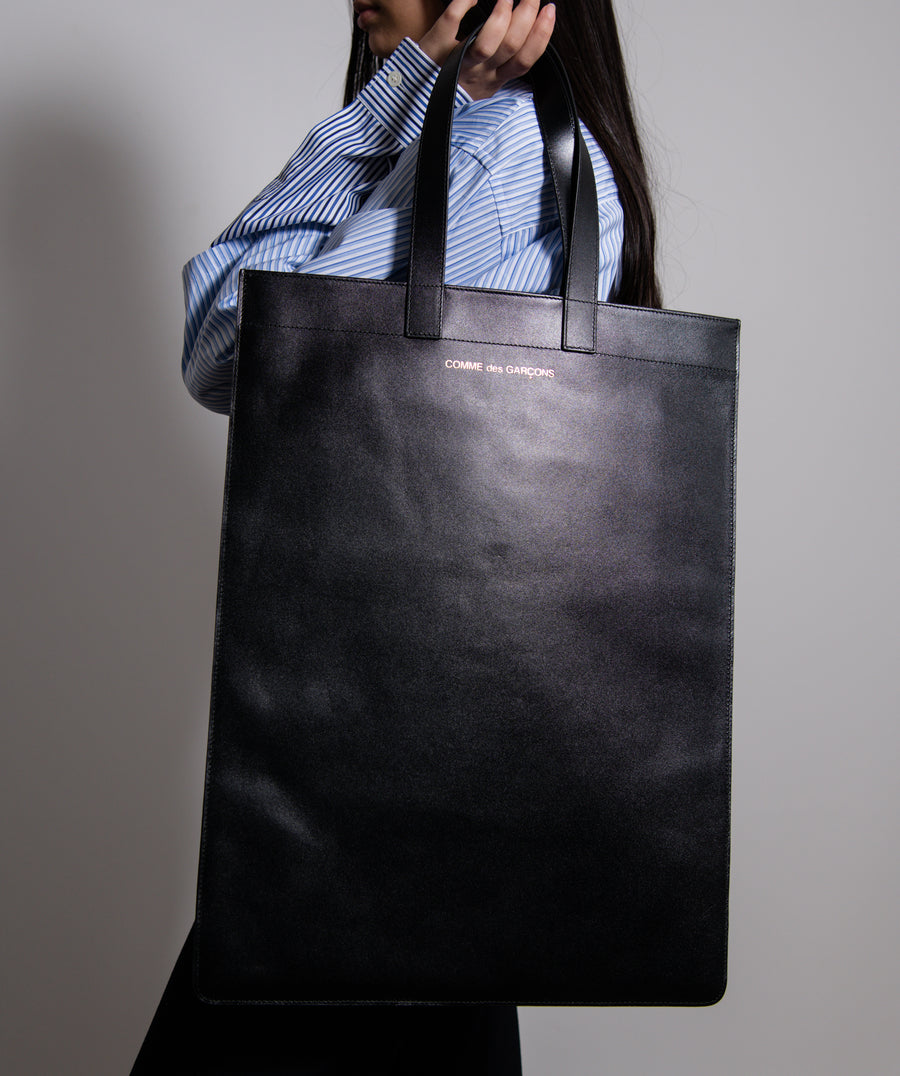 Classic Leather Tote Bag Black