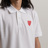 Layered Double Emblem Polo White/Red T290