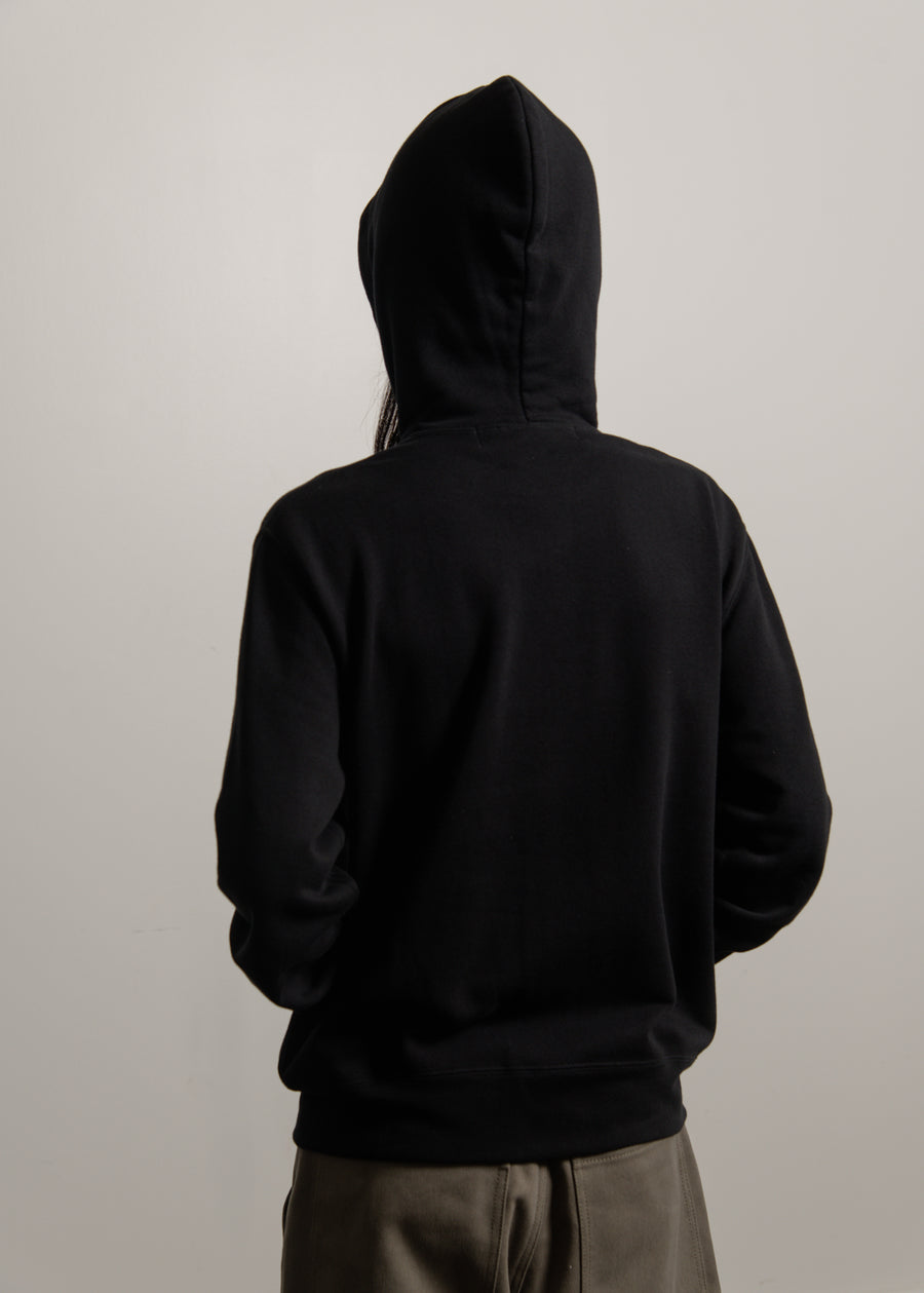 Layered Double Emblem Zip Hoodie Black/Red T294