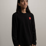 Long Sleeve Layered Double Emblem Tee Black/Red T292