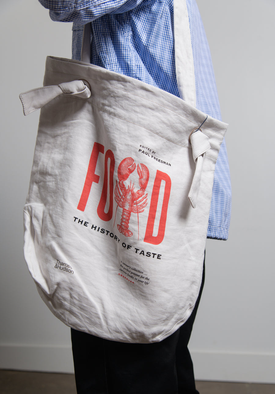 Linen Food Print Bag Natural/Red K201