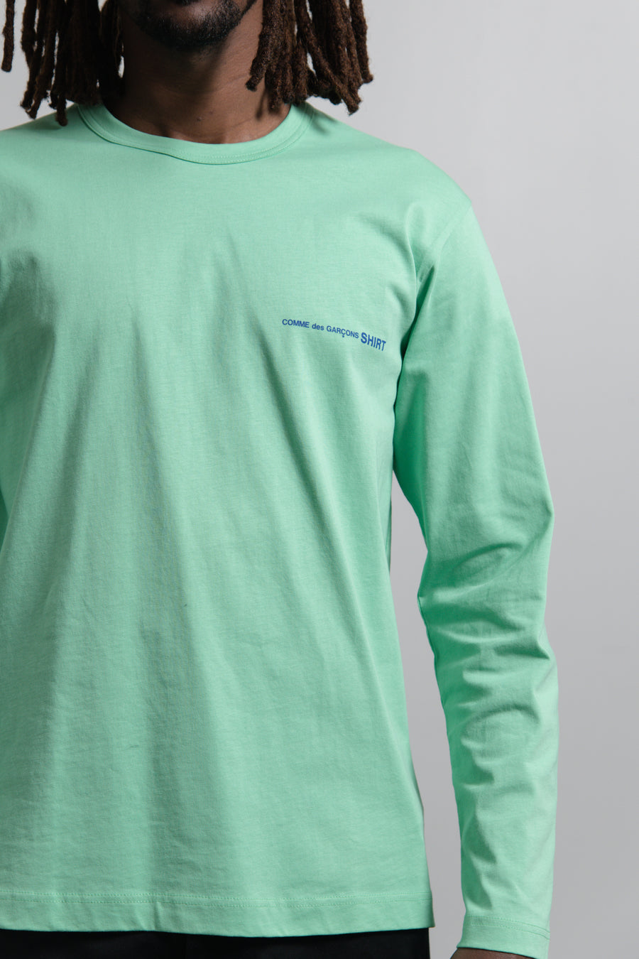 Long Sleeve Chest Print Logo Tee Green T019