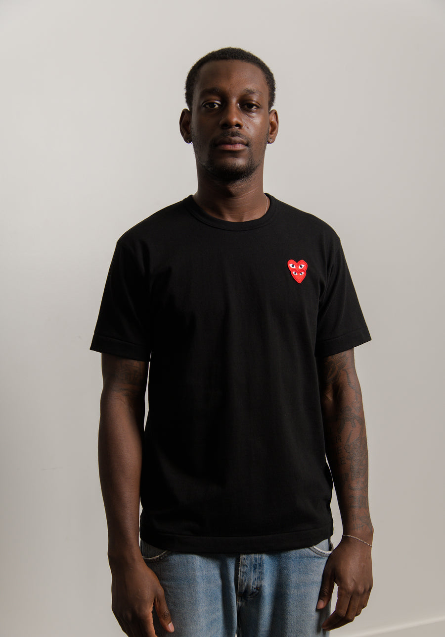 Layered Double Emblem Tee Black/Red T288