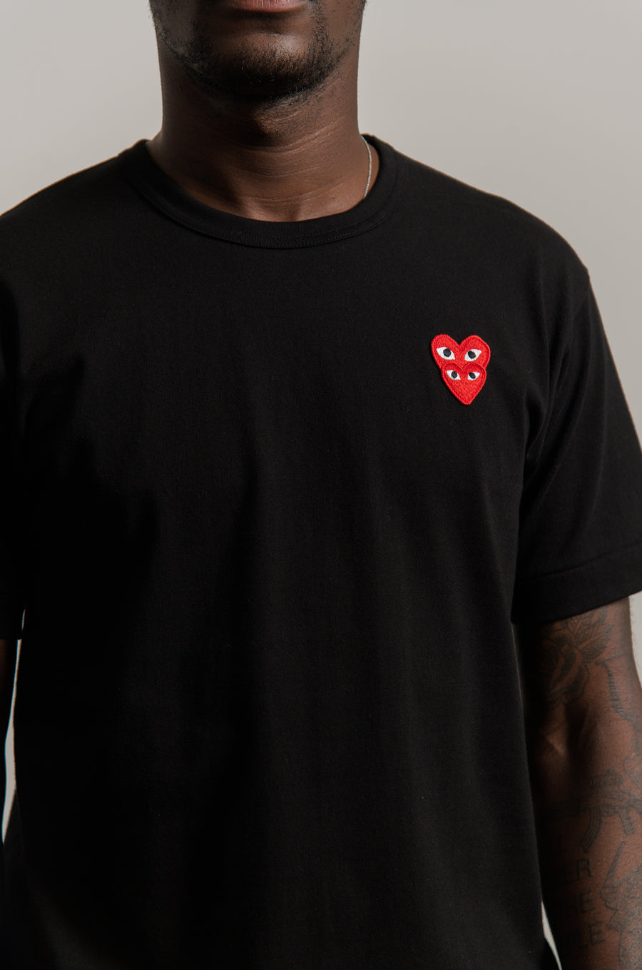 Layered Double Emblem Tee Black/Red T288