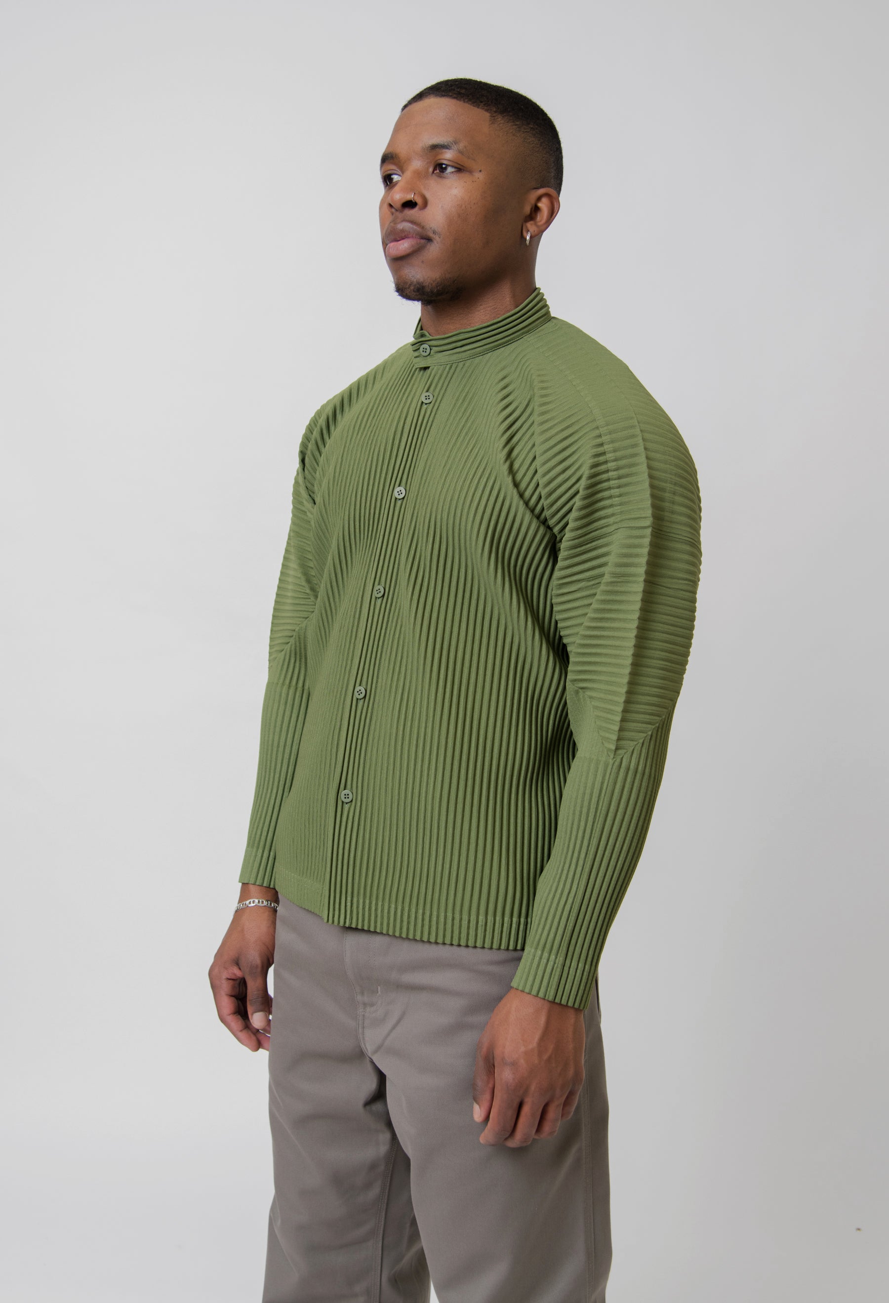 MC March Pleated Shirt Olive Green JJ111 64