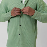 Leno Stripe Pleated Shirt Green FJ307-62