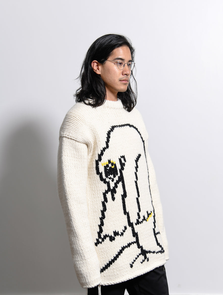 Emperor Knit Sweater Open White
