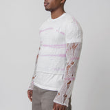 Mohair Knit Crewneck Sweater Off-White/Pink KNIT000409