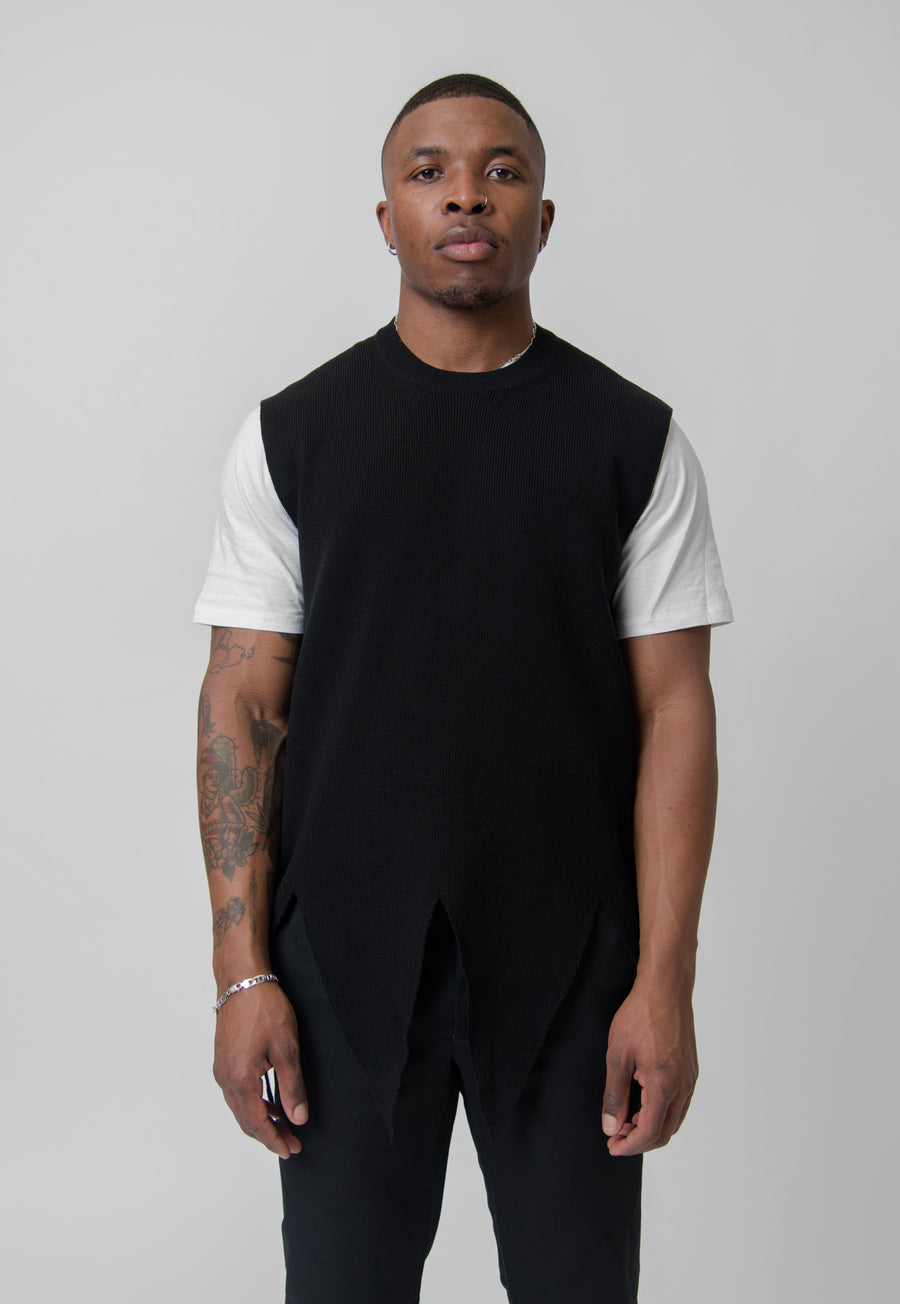 Cut Out Pullover Sweater Vest Black PK-N017