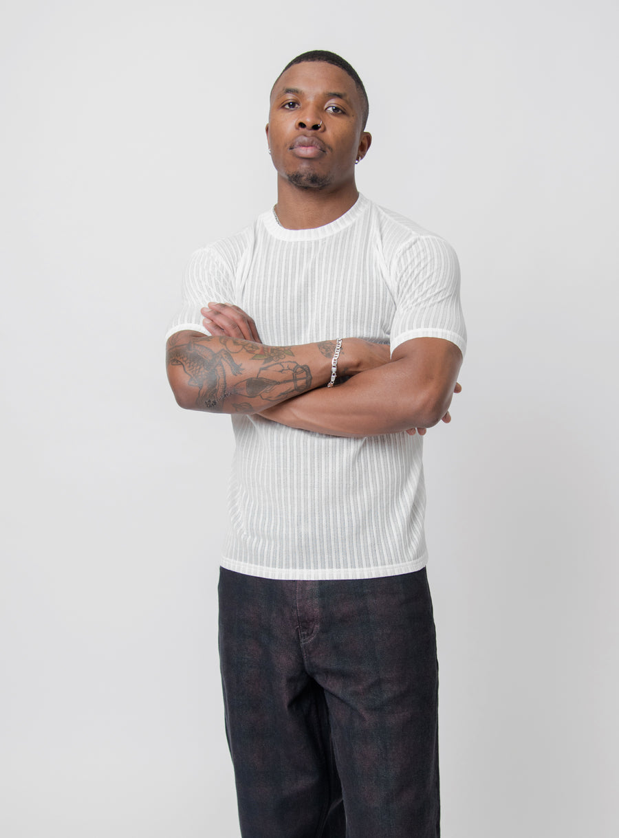 Pinstripe Tee Ivory