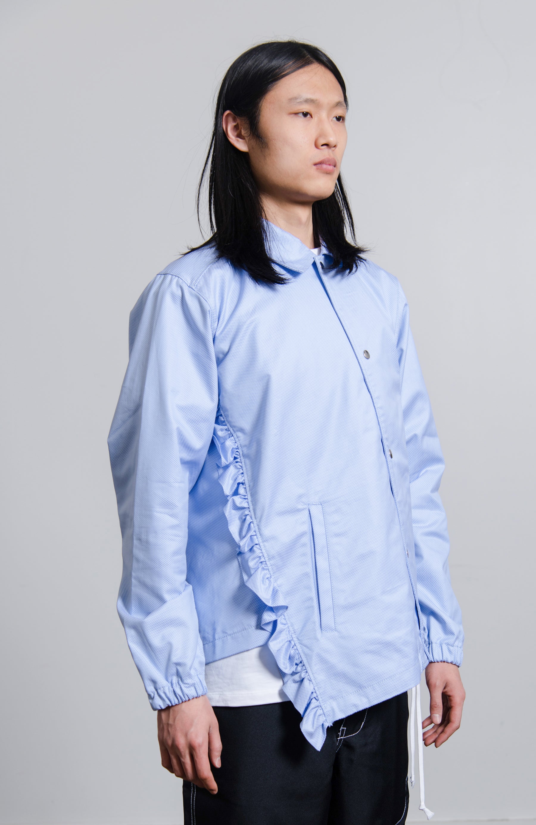 Asymmetric Coach Jacket Blue J009