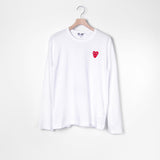 Long Sleeve Layered Double Emblem Tee White/Red T292