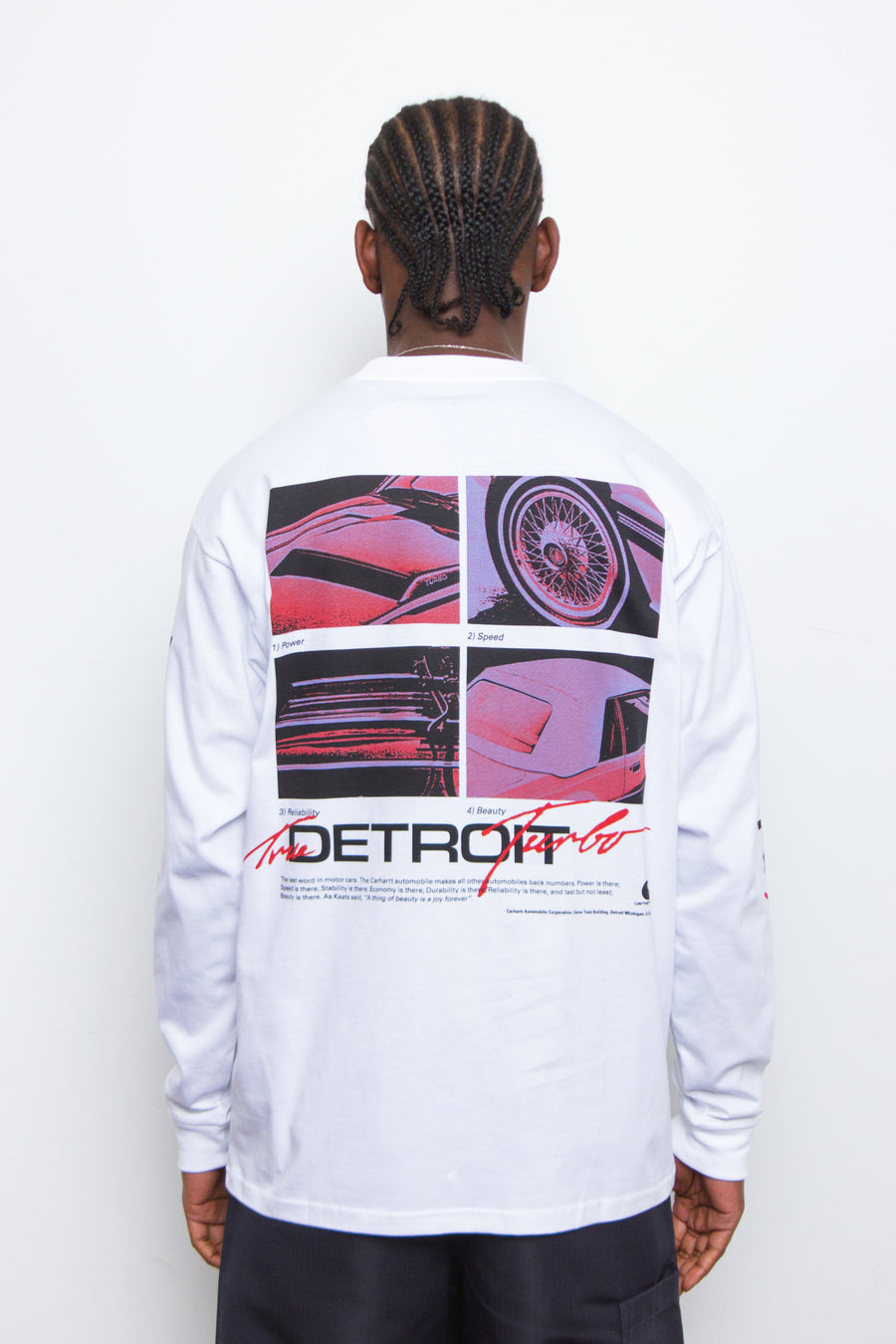 Detroit Turbo Long Sleeve Tee White