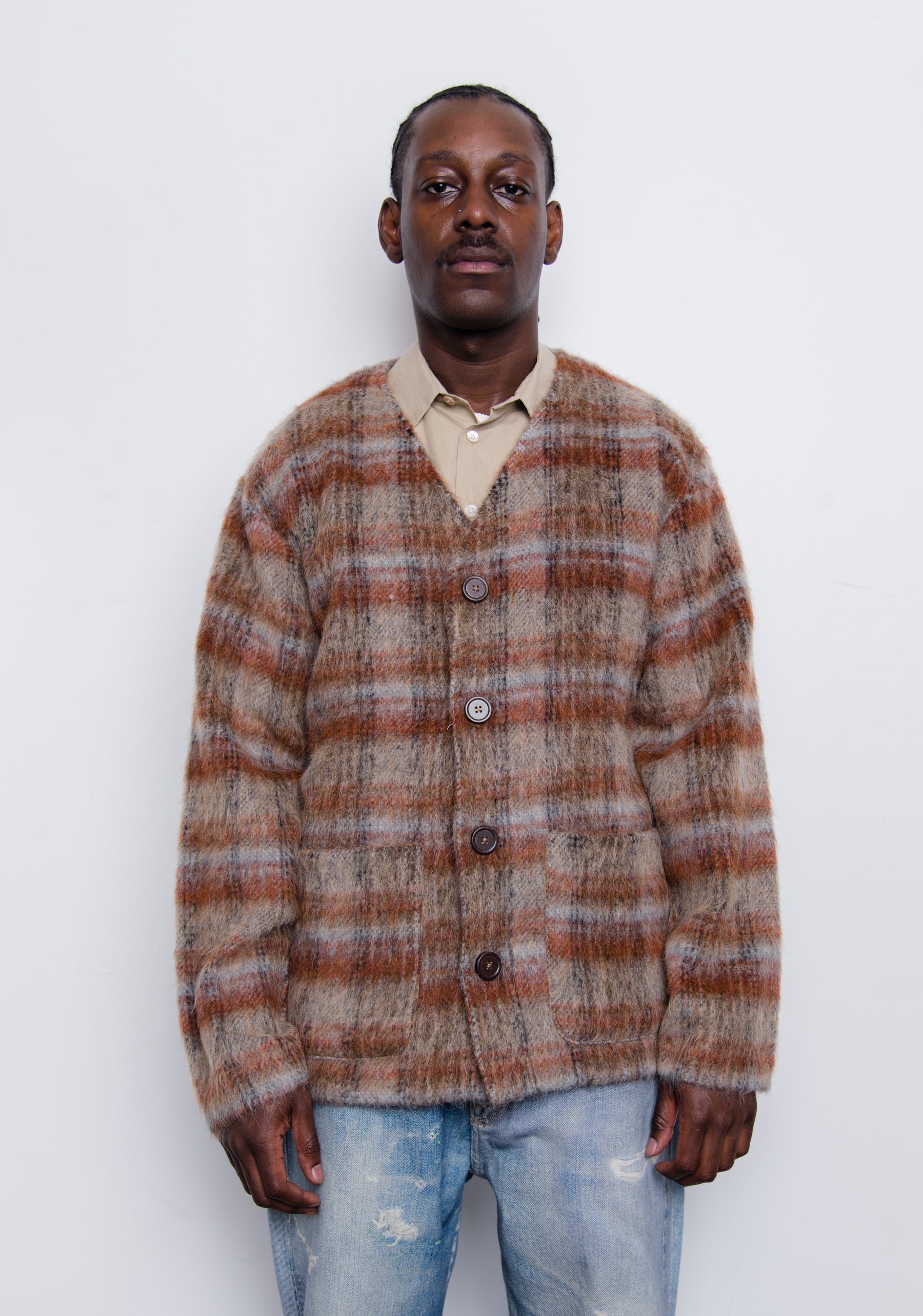 Mohair Cardigan Ament Check